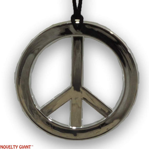 Peace Sign Pendant Necklace 70's Hippie Costume Silver, Black...