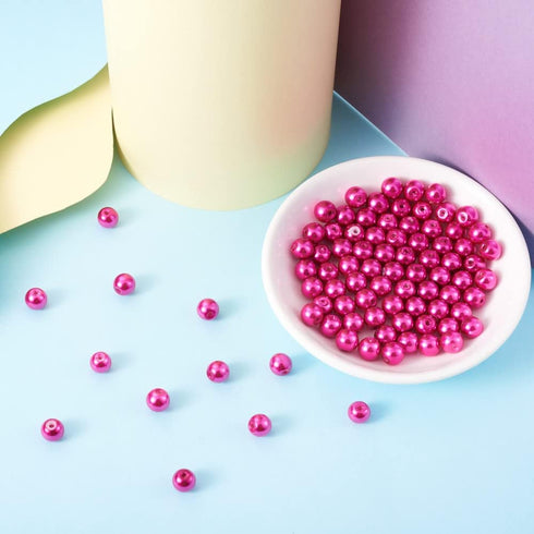 Cheriswelry 100pcs/strand 8mm Round Glass Pearl Beads Strand Tiny Satin Luster Pearl Beads Loose Spacer for DIY Bracelet Necklace Earrings Jewelry...