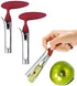 2 PACK - Apple Corer Lever Tool by BRIGHT KITCHEN Stainless Steel Pear Fruit Seed Remover Cherry Red Grip with Serrated Blade...