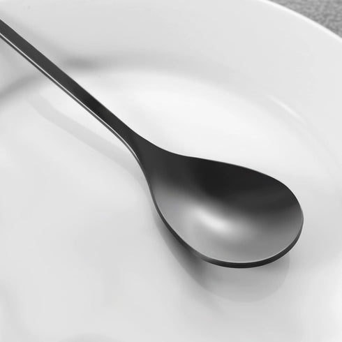 AnSaw Long Handle 7.4-Inch Leaf Teaspoons set, 6 Pcs Black Stainless Steel Coffee stirring spoon...