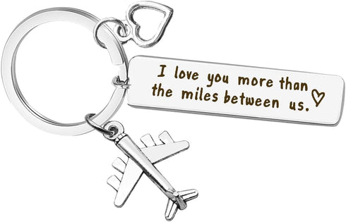 Vadaka Couple Keychain Long Distance Relationship Gift for Boyfriend Girlfriend I Love You More Than The Miles Between Us Keyring Couples Jewelry ...