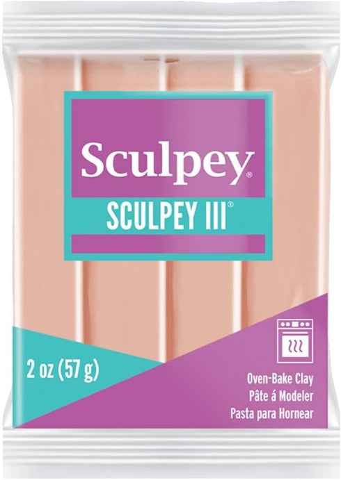 Sculpey III Polymer Oven-Bake Clay, Beige, Non Toxic, 2 oz. bar, Great for modeling, sculpting, holiday, DIY, mixed media and school projects.Grea...