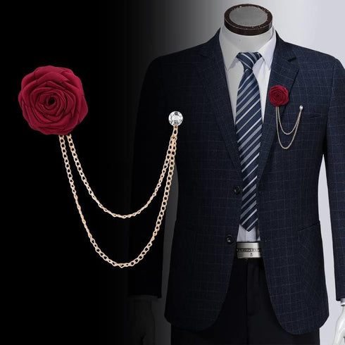 Rose Flower Brooch Pin Wedding Brooches for Men...