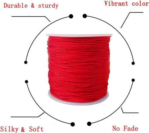 109 Yards 0.8 mm Nylon Cord Thread Beading String for Macrame Bracelets Chinese Knotting,Necklaces,Pendant,Jewelry Making (Red)...