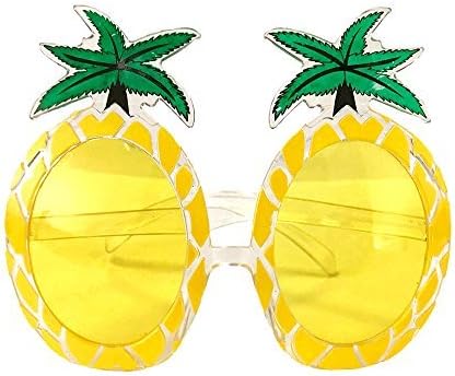 Crazy Night Fiesta Tropical Pineapple Sunglasses, Tropical Hawaiian Luau Party Summer Party Beach Party Novelty Sunglasses (yellow)...