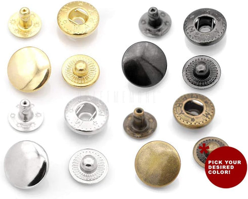 CRAFTMEMORE 10 Pack Snap Fasteners Color Plated Solid Brass Metal Snaps Heavy Duty Press Stud S-Spring Poppers Button VT2#665 (10 mm, Gunmetal Bla...
