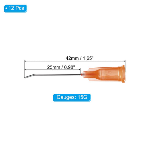 PATIKIL Blunt Tip Dispensing Needles with Bent Blunt Needle, 12 Pcs 1 Inch 15G Industrial Liquid Dispenser Needle for Refilling Liquid Ink Adhesiv...