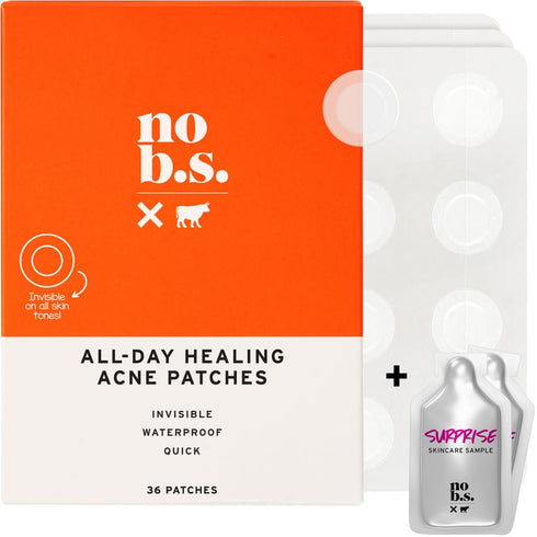 No BS Healing Acne Patches - Hydrocolloid, Acne Spot and Pimple Treatment to Prevent Acne Scars. Invisible On All Skin Tones (1 BOX of 36ct). Incl...