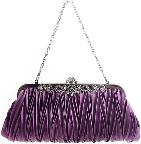 KESYOO trendy handbags wallet clutch Cocktail Evening Handbags party bag for wedding Satin Pleated Bag purse handbag clutch bag purple dinner part...