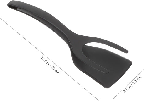 Kisangel 2pcs 2 in 1 Spatula and Tongs Kitchen Spatula Tongs Egg Flipper Spatula Tongs Cooking Utensils(Red, Black)...