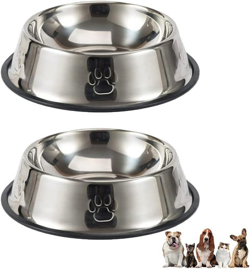 2 Pcs Cat Bowls Cat Feeding Bowls with Anti-skid Base Stainless Steel Puppy Dishes for Kittens Small Dogs Puppies Bunny...