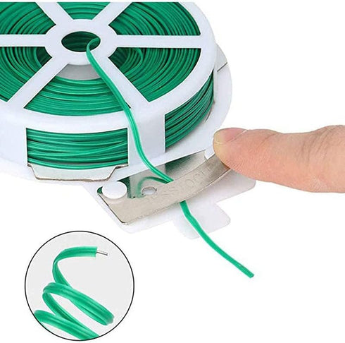 Twist Ties 66 Feet Gardening Wire Plant Green Coated Spool Dispenser Secure Cutter Indoor Outdoor Multifunction Office Organization Tomatoes Vines...
