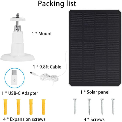 Solar Panel Compatible with WYZE Battery Cam Pro Camera Wireless Outdoor, 4W 5V Solar Panel with 10ft Micro USB Charging Cable for Battery Powered...