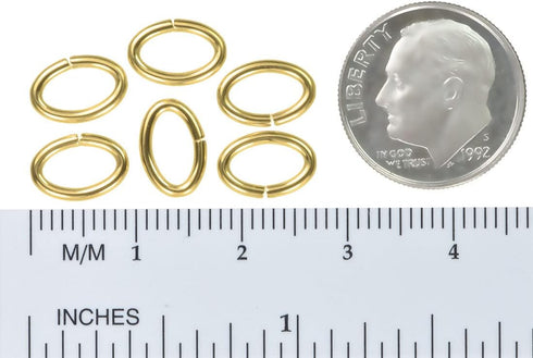 uGems 6 Jump Rings 16 Gauge, 9mm Oval Premium 14K GF with Click Lock Design Jewelry Making Connectors Strong, Easy-to-Use Links for Necklaces & Br...