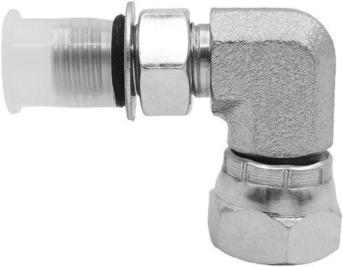 (2-PACK) 6901-04-04-NWO Hydraulic Hose Adapter Fitting 1/4"Male Adjustable Nut O-Ring Boss(7/16"-20UNF)×1/4"Female Swivel(1/4"-18NPSM)90° Elbow SA...