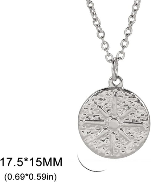Jude Jewelers Stainless Steel Round Shaped Sunshine Style Pendant Necklace...