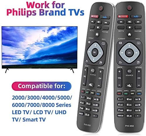 Young Universal NH500UP/PHI-958 Replacement Remote fit for Philips LED LCD TV Smart Ultra HDTV 50PFL5601/F7 65PFL5602/F7 55PFL5602/F7 50PFL5602/F7...