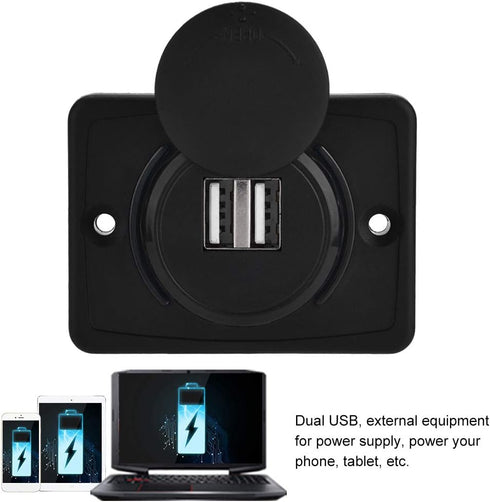Car USB Charger, 3.1A 12-24V Dual USB Port Socket Car Charger Adapter LED Waterproof Fast Car Charger Outlet with Cap for Cars Bus RV Boat...
