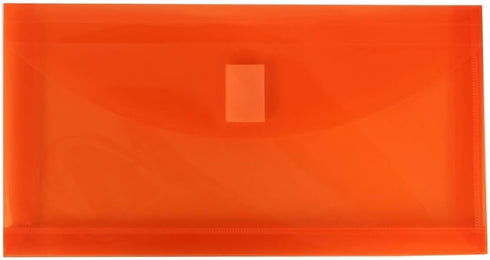JAM PAPER Plastic Expansion Envelopes with Hook & Loop Closure - #10 Booklet Wallet - 5 1/4 x 10 with 1 Inch Expansion - Orange - 12/Pack...