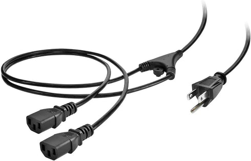 Monoprice Power Cord Splitter - NEMA 5-15P to 2X IEC 60320 C13, 10 Amp, 1250 Watt, SVT, 18AWG, 6 Feet, Black...
