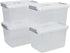 4-Pack Clear Plastic Storage Latch Box with Lids, 10 L...