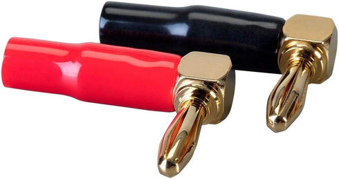 Monoprice 10 Pair Right Angle 24k Gold Plated Banana Speaker Wire Cable Screw Plug Connectors (121915) Black/Red...