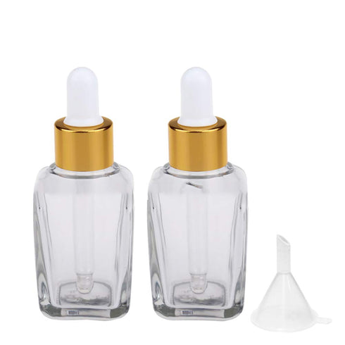 3 Pcs Clear Square Refillable Glass Dropper Bottles Essential Oil Bottles Pipettes Bottles with Funnel 10ml...