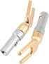 Banana Plugs for Speaker Wire,6 Pcs 24K Gold Plated Pure Copper Y Plug Spade Connector 4mm Banana U Fork 45 Degree Speaker Wire Connector...