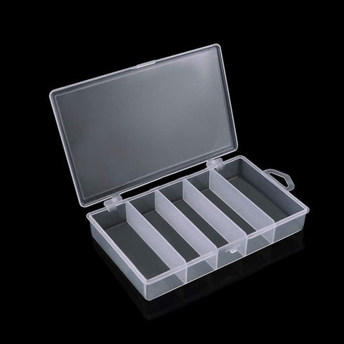 4 Pack 5 Grid Clear Plastic Fishing Tackle Bait Hooks Storage Box,Visible Bead Jewelry Making Findings Utility Organizer Container Case for Jewelr...