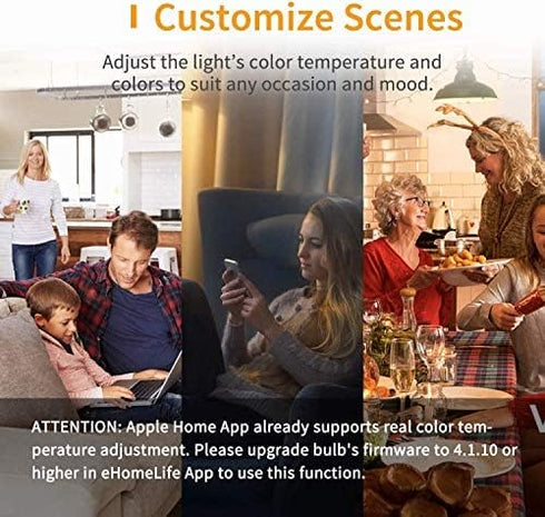 Refoss Smart WiFi Light Bulb Works with Apple HomeKit, Alexa, Google Home and App, Full Color Changing Dimmable LED Lights, A19, E26 Fitting, 2700...