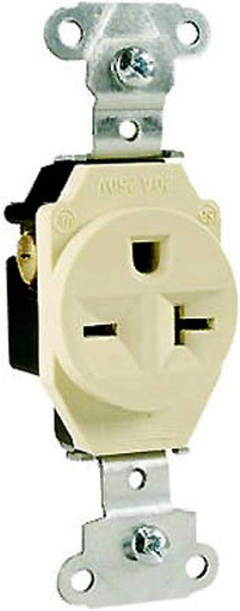 Legrand Pass & Seymour 5851ICC8 20 Amp 250V Specification Grade Single Receptacle Outlet, NEMA 6-20R, Side Wire, Ivory (1 Count)...