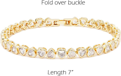 Lavencious Elegant 7" Tennis Bracelet Adorned with Sparkling Heart-Shaped AAA Cubic Zirconia for Women...