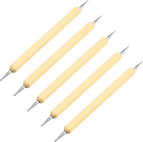 Utoolmart Ball Styluses Dotting Tools, Dual Ends Ball Tip Wooden Handle Nails Dotting Decorative Tools, Embossing Pattern Clay Sculpting Wax Polym...