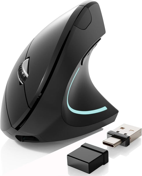 Bluetooth mouse,Type-c and USB 2.4G Wireless Vertical Mouse Rechargeable Ergonomic mouse, 800/1200 /1600 DPI, 5 Buttons for Laptop, Desktop, PC, M...