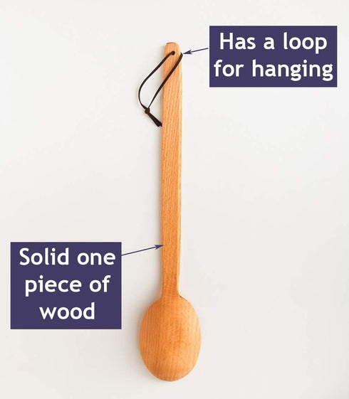 Heavy Duty Large Wooden Spoon 18-inch, Long Handle Cooking Tool With a Scoop. Nonstick Big Spoon for Stirring Mixing Cajun Crawfish Boil Wall Déco...