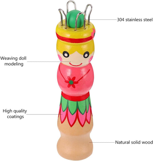 French Knitter Knitting Spool Wood Knitting Tool Wood Yarn Knitting Doll Maker Carfts Wooden Knitter with Needle...