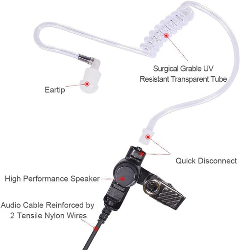 SL300 TLK100 Acoustic Tube Earpiece with PTT Mic Walkie Talkie Headset for Motorola SL7550 SL7550e SL7580 SL7580e SL7590 SL7590e SL4000 SL3500 SL3...