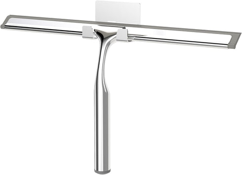 Shower Squeegee for Glass Doors, Squeegee for Shower Glass, Bathroom with Hook, Stainless Steel, 12-Inch Wide Blade for Efficient Cleaning, Perfec...