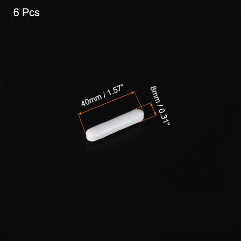 MECCANIXITY Magnetic Stirrer Mixer Stir Bar Rod 40mm(1.57") x8mm Cylinder Shape PTFE Coating Magnet White for Laboratory 6Pcs...