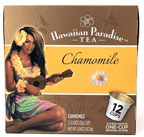 Hawaiian Paradise Tea (Chamomile) Cups - Single Serve Cups 12 Count - Sustainably Produced in Hawaii, USA - Compatible with Keurig K-Cup Brewers -...