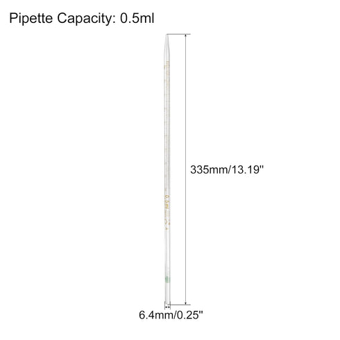 PATIKIL Graduated Dropper Pipettes, 2 Pcs 0.5ml Reusable Borosilicate Glass Pipette for Transfer Liquid for Laboratory, Chemistry, Clear...