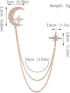 Moon Star Rhinestone Brooch with Gold Tassel Brooch for Unisex...