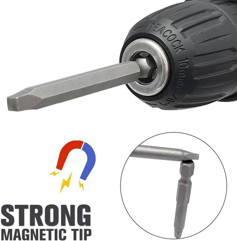 10PCS Magnetic Square Head Screwdriver Bits Set 1/4'' Hex Shank Square Drive Bit S2 Steel SQ1, SQ2, SQ2.7, SQ3, SQ4 Quick Release Power Tools for ...