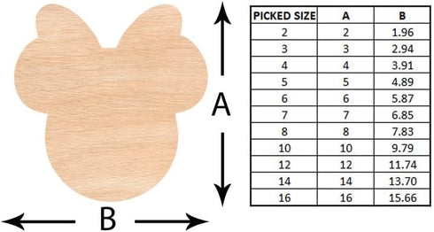 Unfinished Laser Wood Cutout for Crafts - Minnie Mouse Laser Cut Unfinished Wood Shapes Craft Supply DIY - D120 Various Size, 1/8 Inch Thickness, ...