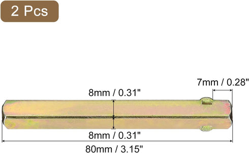 uxcell 2Pcs Door Knob Spindle, Spare Door Handle Spindle Bar, 80mm Long Door Spindle Replacement Door Handle Parts for 7mm Thick Doors, Gold...