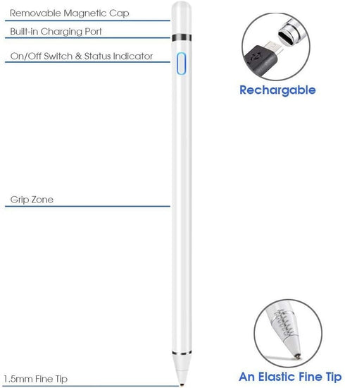Active Stylus Compatible with Apple,Stylus Pens for Touch Screens,Magnetism Cover Cap, Universal for Android/iOS and Other Touch Screens(White)...