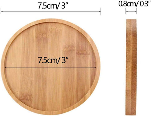 6pcs 3 inch Bamboo Round Plant Saucer, Mini Flower Pot Tray for Cactus Plant Pot Flower Pot Container Planter Bonsai Pots,no Plants Pot...