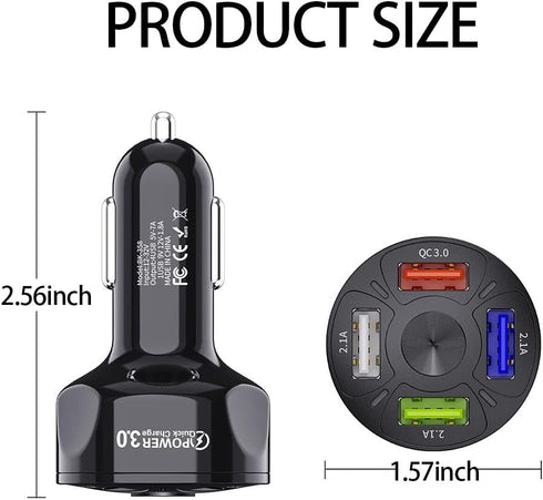 Car Charger Adapter,4 Ports USB Fast Car Charger QC3.0/PD20W/Type-c/2.1A, Smart Shunt Car Phone Charger Compatible iPhone 14 13 12 Pro Max/All Sma...