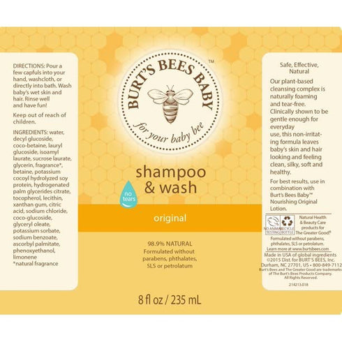 Burt's Bees Baby Bee Original Shampoo & Wash 8 oz...