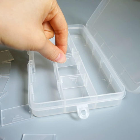 Yansanido 4 Pcs 15 Grids Clear 6.85 Inch x 3.85 Inch Adjustable Small Removable Clear Plastic Jewelry Organizer Divider Storage Box Jewelry Earrin...